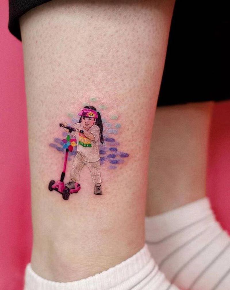 照片纹身纹身图片_手臂腿部欧美写实纹身图案