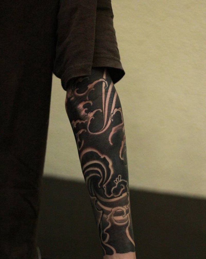 传统花臂纹身图片_新传统老传统纹身图案