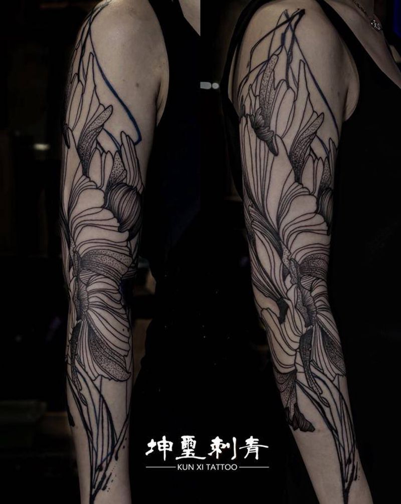 写意风纹身图片_手臂写意纹身图案
