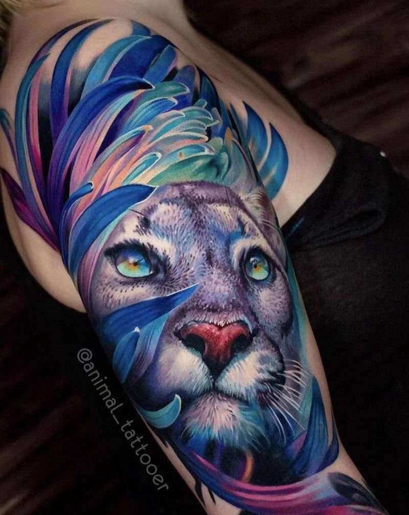 写实中的设计纹身图片_手臂腿部欧美写实New School纹身图案