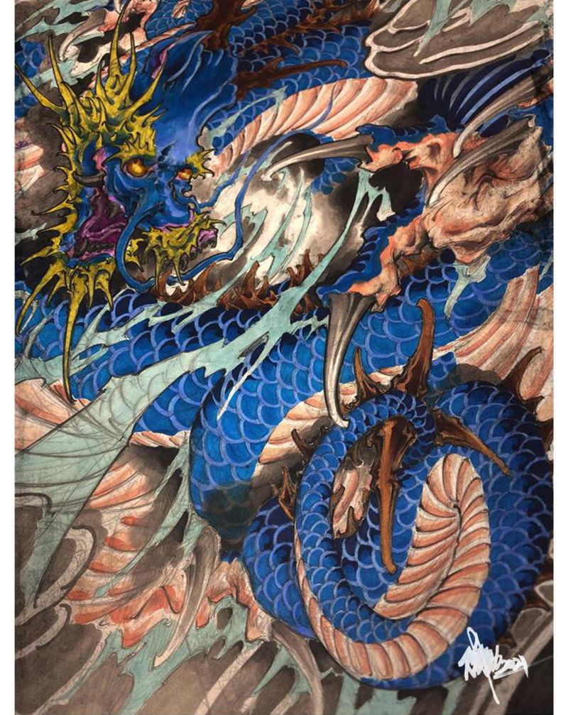 Chinese dragon.纹身图片_手臂新传统纹身图案