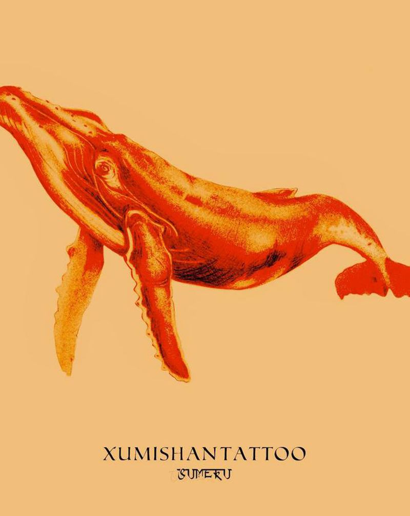 赤軍/赤鲸纹身图片_手臂欧美写实点刺纹身图案