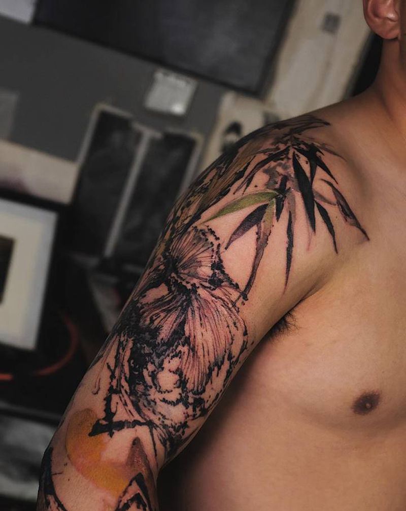 <見其所見>_纹身图片_手臂水墨水彩纹身图案