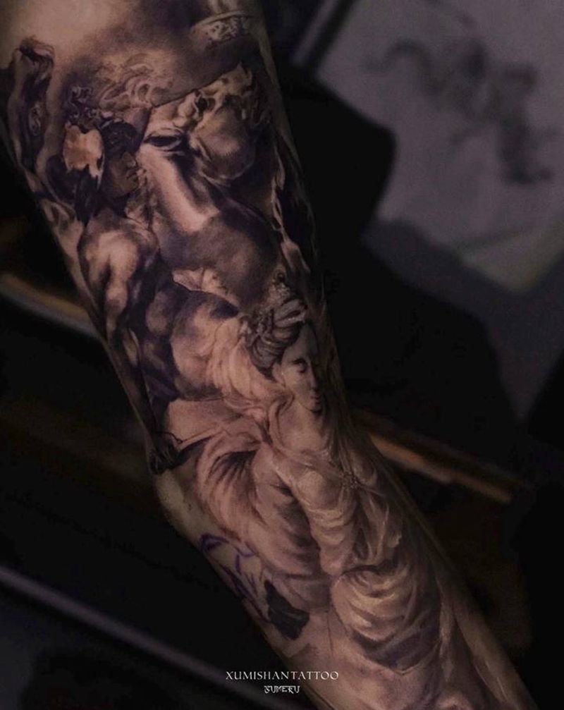 故事板第三幕纹身图片_手臂欧美写实纹身图案