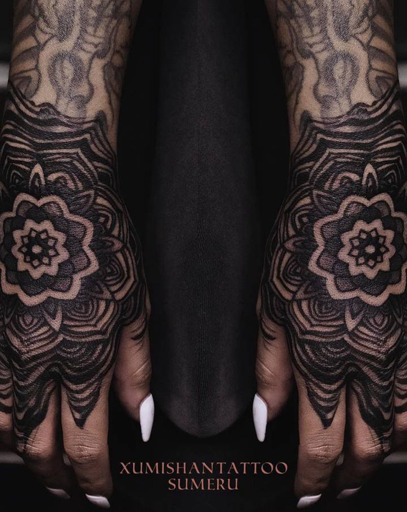 Buddorg纹身图片_手部图腾几何纹身图案