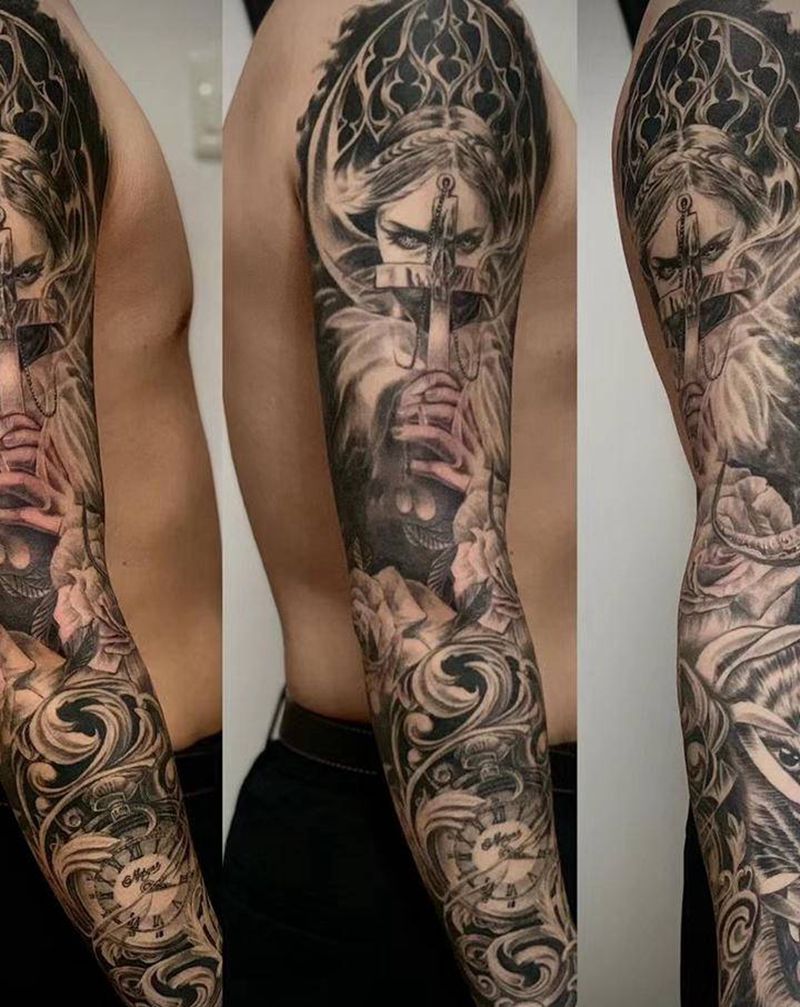 欧美纹身纹身图片_手臂欧美写实纹身图案