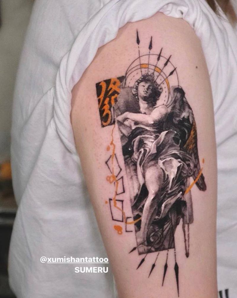 雀神_纹身图片_手臂欧美写实纹身图案