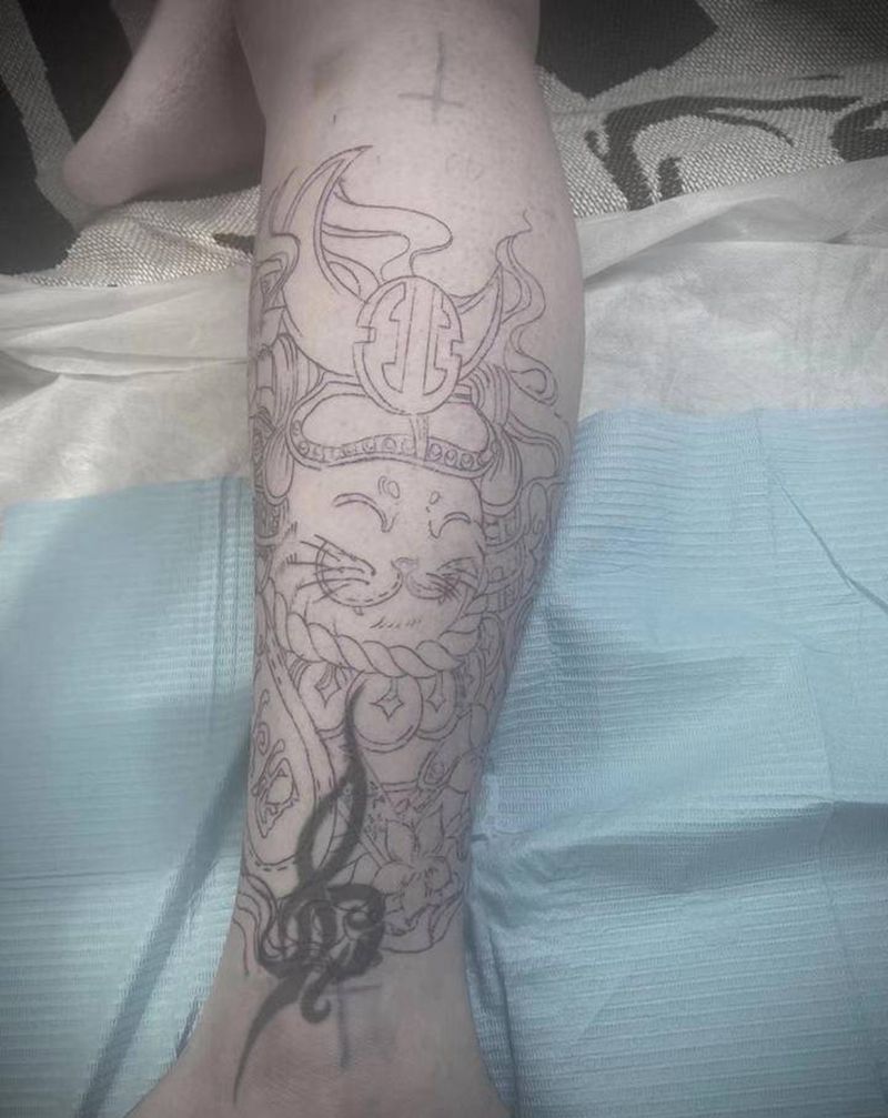 遮盖纹身图片_腿部纹身图案