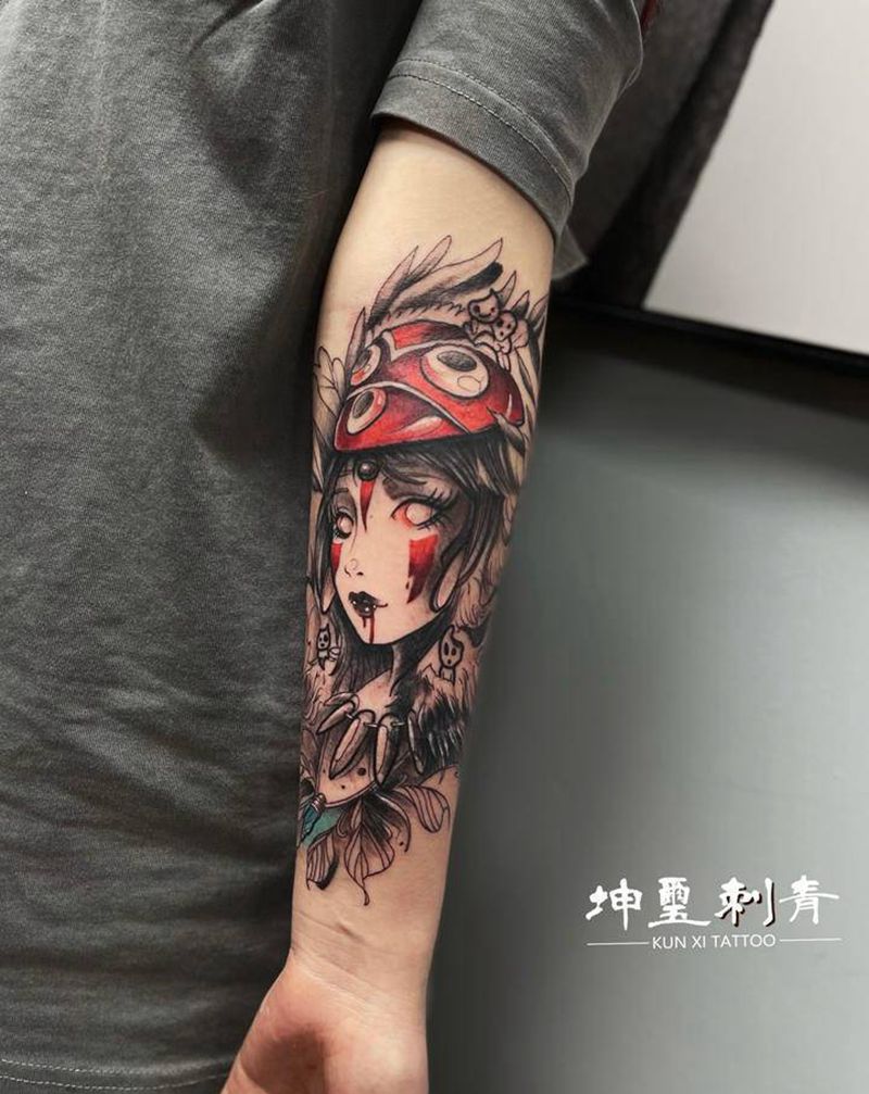 宫崎骏之幽灵公主纹身图片_手臂New School纹身图案