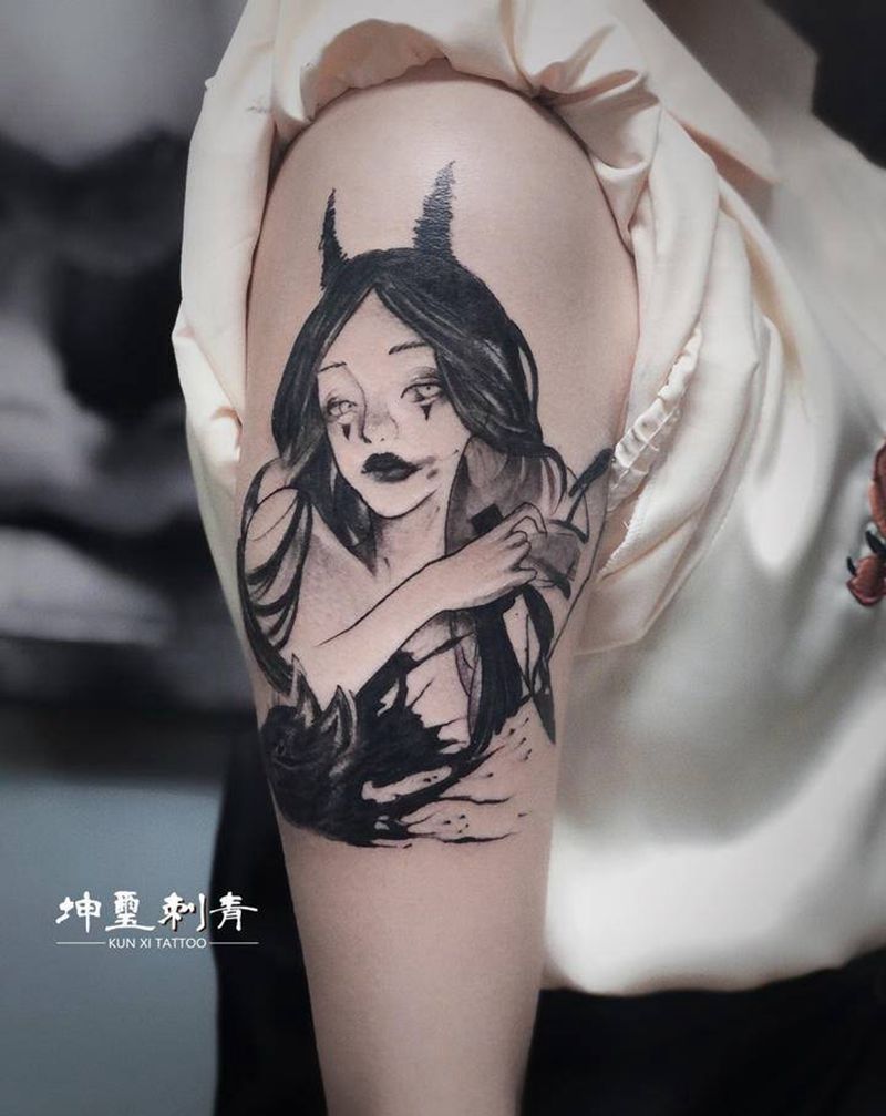 插画风纹身图片_手臂纹身图案