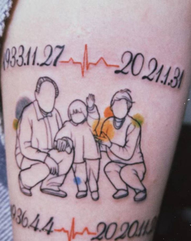 全家福纹身图片_肩部纹身图案