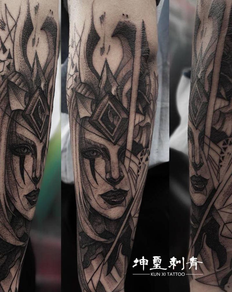 妾纹身图片_手部手臂点刺几何纹身图案