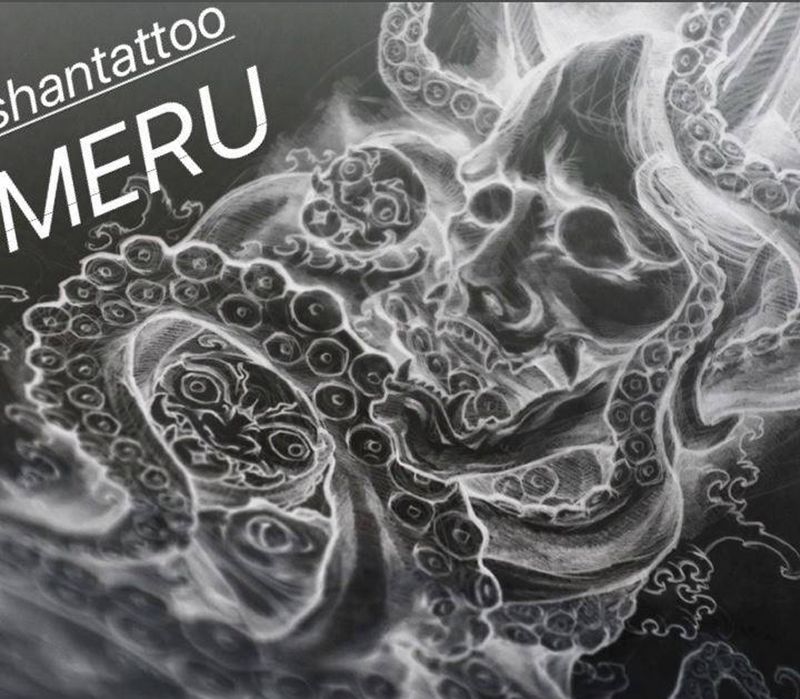 《蛸と般若》纹身图片_手臂新传统纹身图案