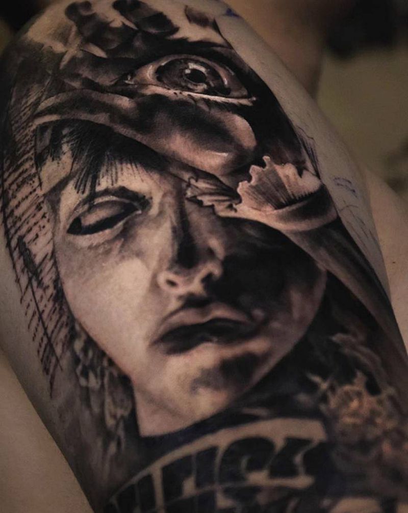 进度_selfish/⚫️纹身图片_手臂欧美写实纹身图案