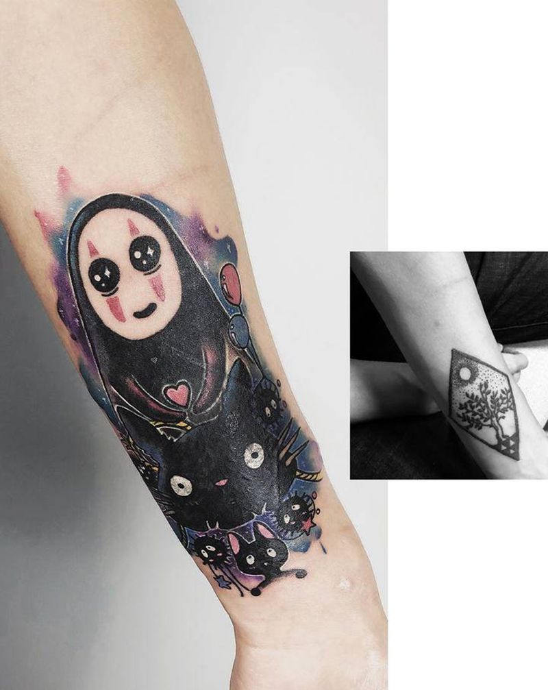 无脸男遮盖纹身图片_手臂纹身图案