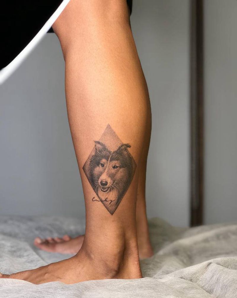 狗纹身图片_点刺纹身图案