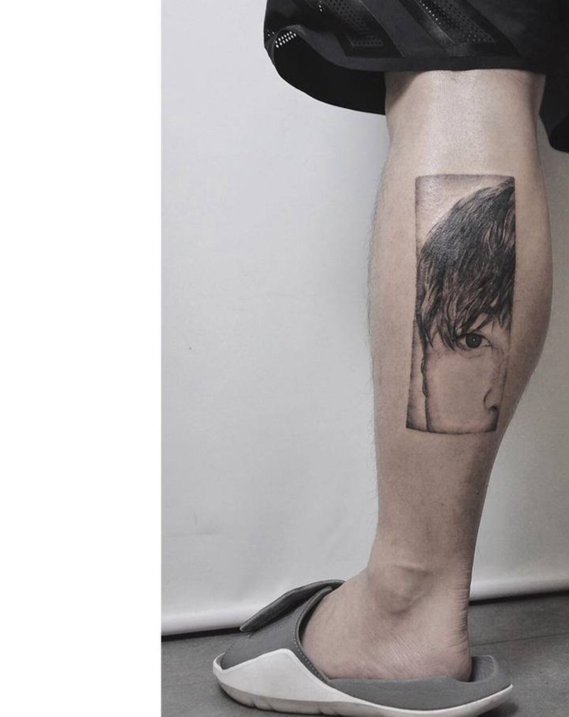 写实纹身图片_腿部纹身图案