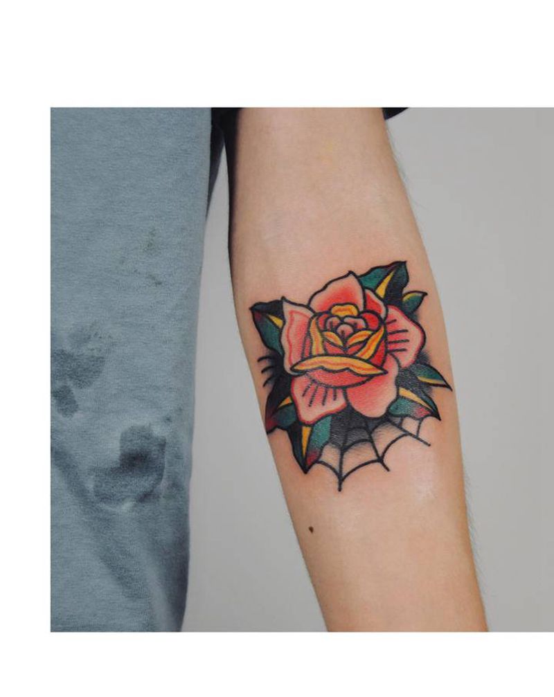 old school玫瑰纹身图片_手臂Old School纹身图案