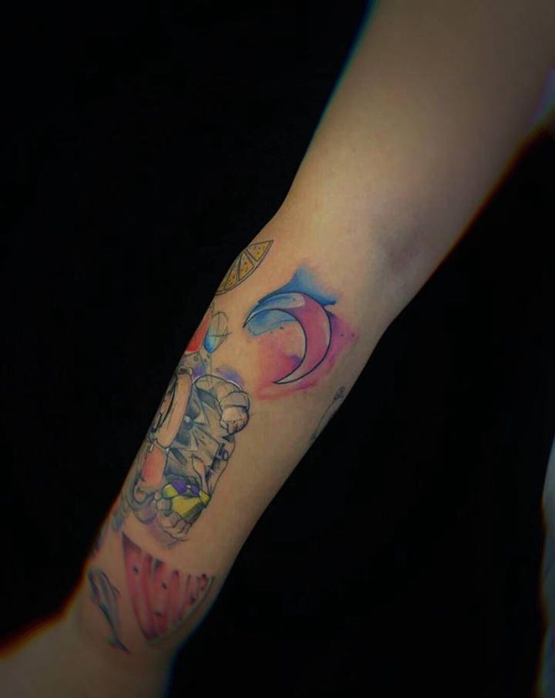 泼墨小臂纹身图片_手臂水彩纹身图案