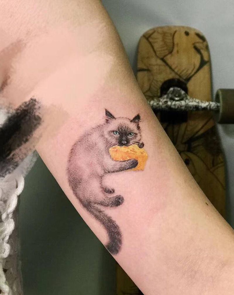 猫纹身图片_点刺纹身图案