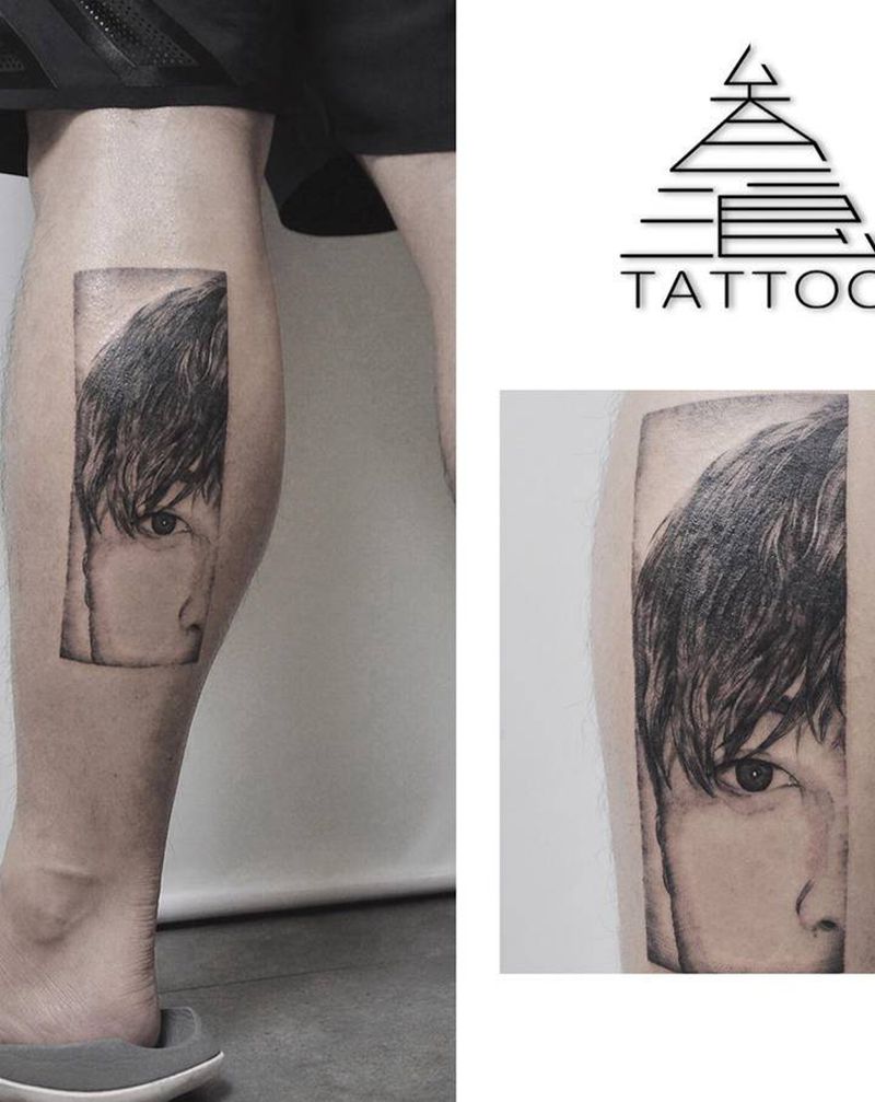 人像纹身图片_腿部纹身图案