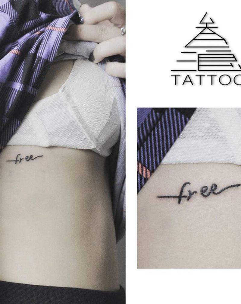 字母纹身图片_腰部纹身图案