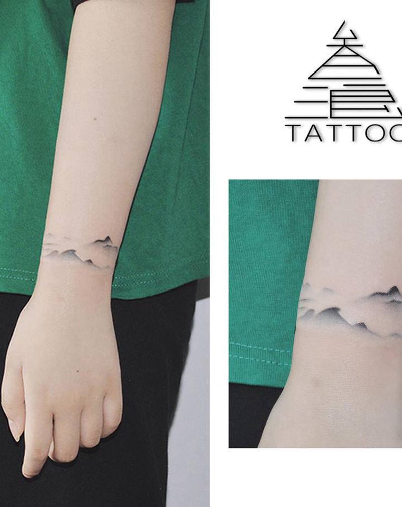 山水纹身图片_手臂纹身图案