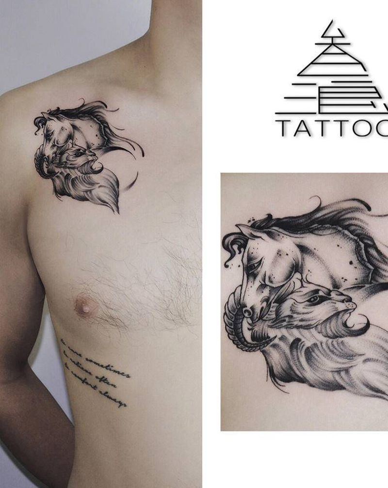 属相纹身图片_水墨纹身图案