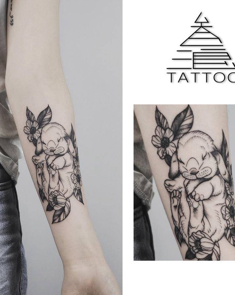 兔子纹身图片_手臂纹身图案