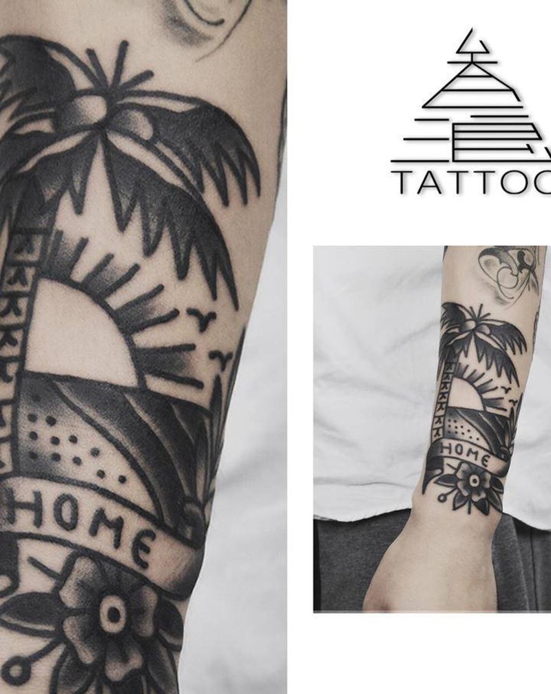 花臂纹身图片_Old School纹身图案