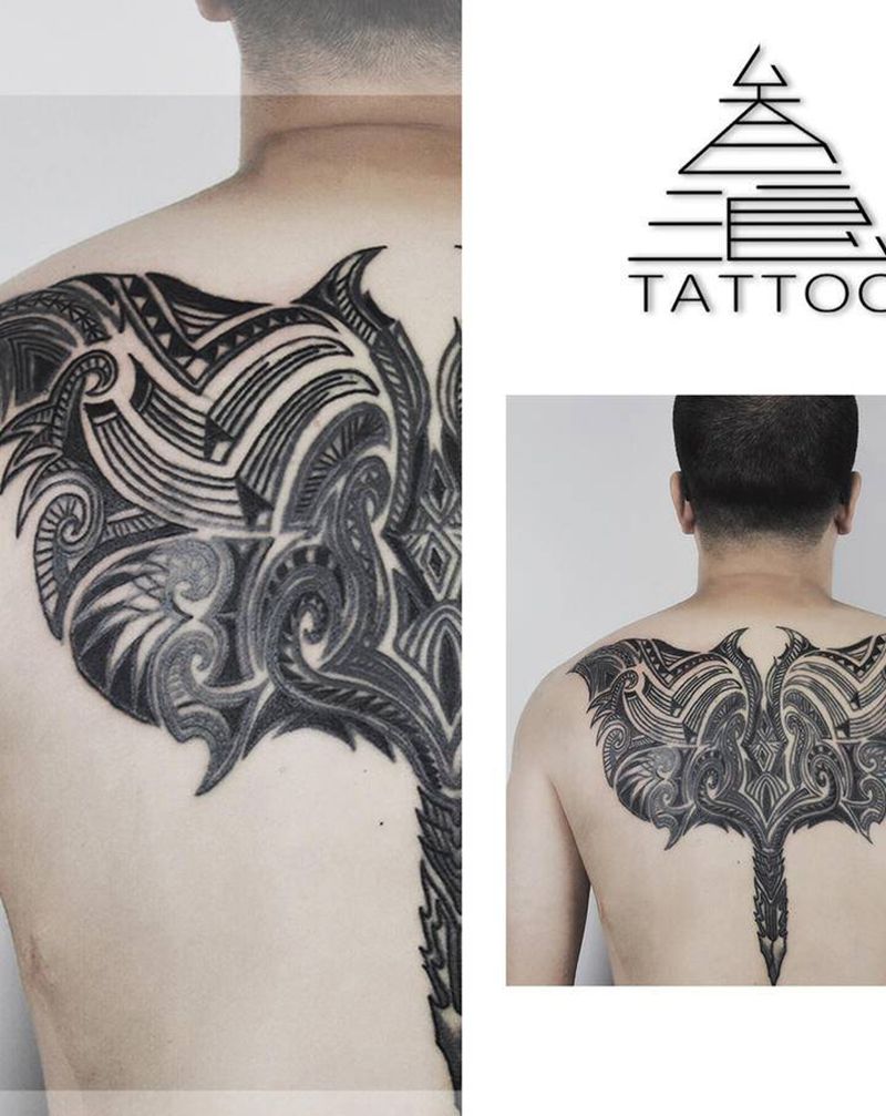 图腾纹身图片_背部纹身图案