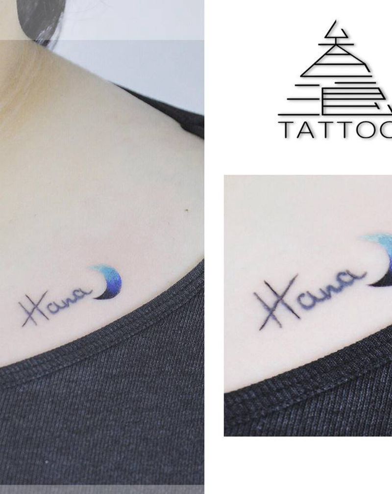 月亮纹身图片_胸部纹身图案