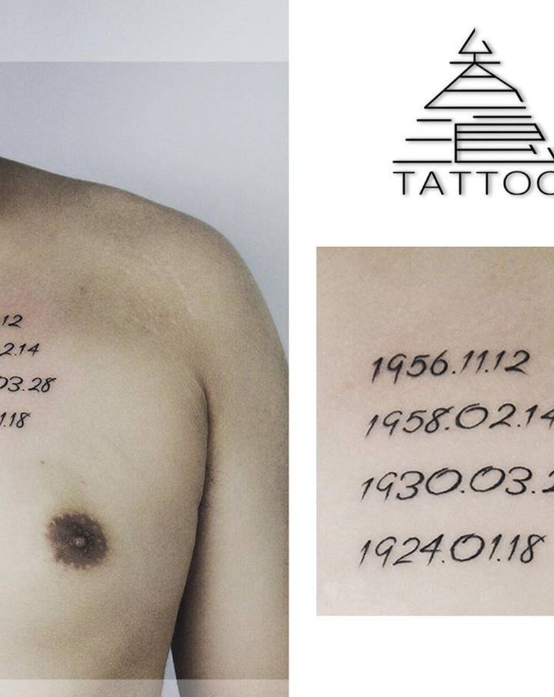 数字纹身图片_胸部纹身图案