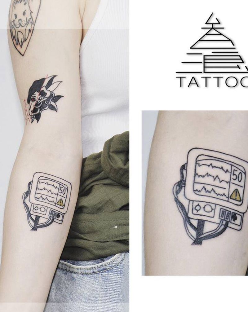 心电图纹身图片_手臂纹身图案