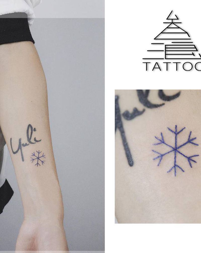 雪花纹身图片_手臂纹身图案