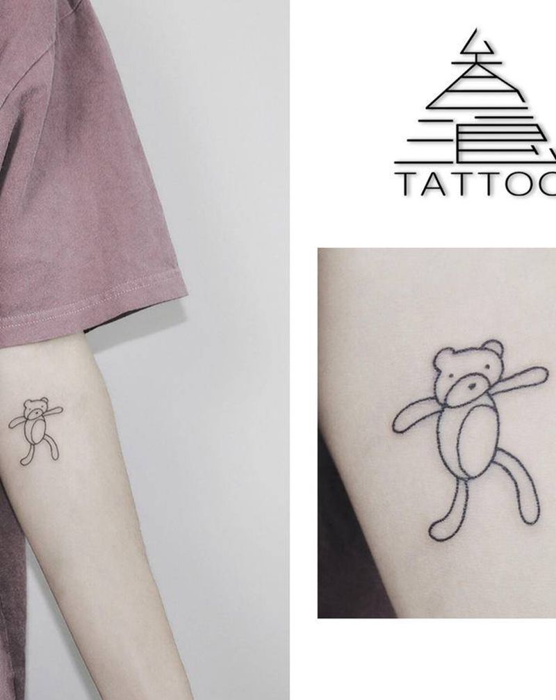 小熊纹身图片_手臂纹身图案