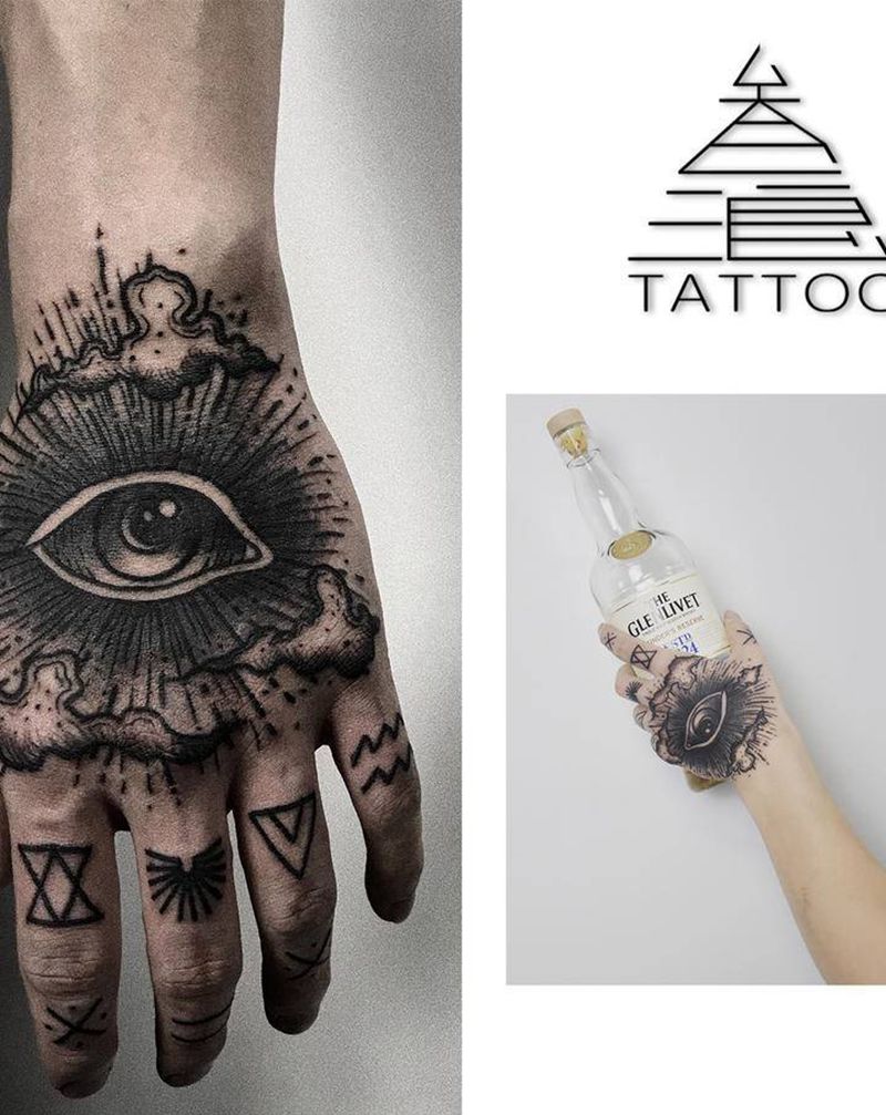 眼睛纹身图片_手部纹身图案