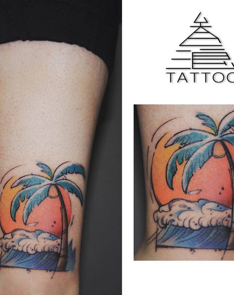 日落纹身图片_手臂纹身图案