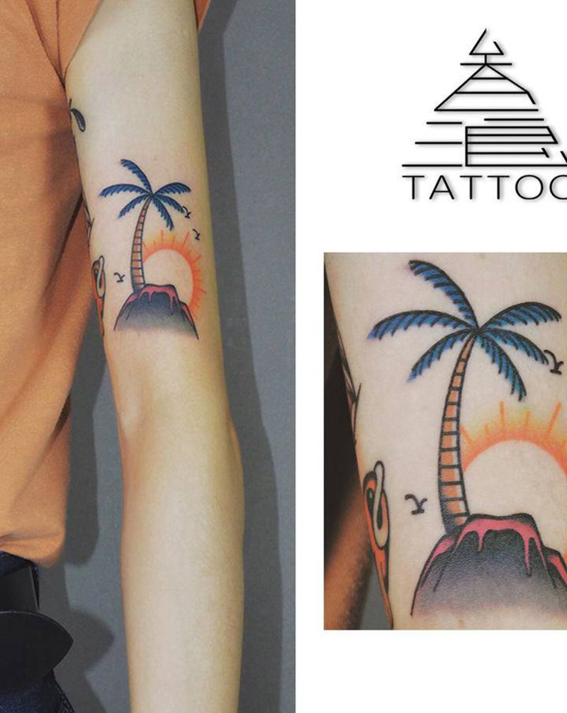 日落纹身图片_手臂纹身图案