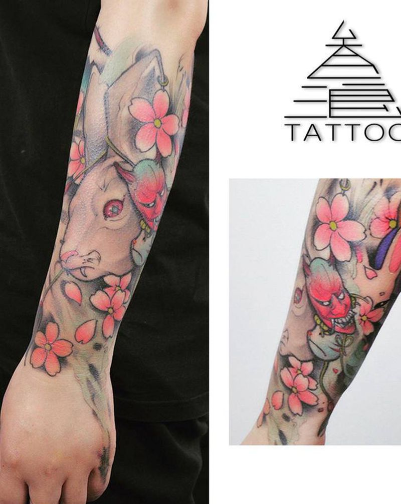 小臂兔子纹身图片_手臂纹身图案