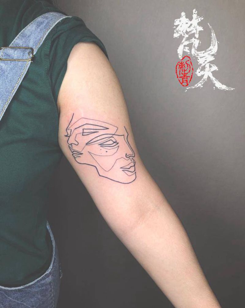 简约抽象线条纹身纹身图片_手臂腿部几何图腾纹身图案