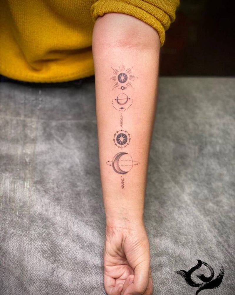 星纹身图片_几何点刺纹身图案