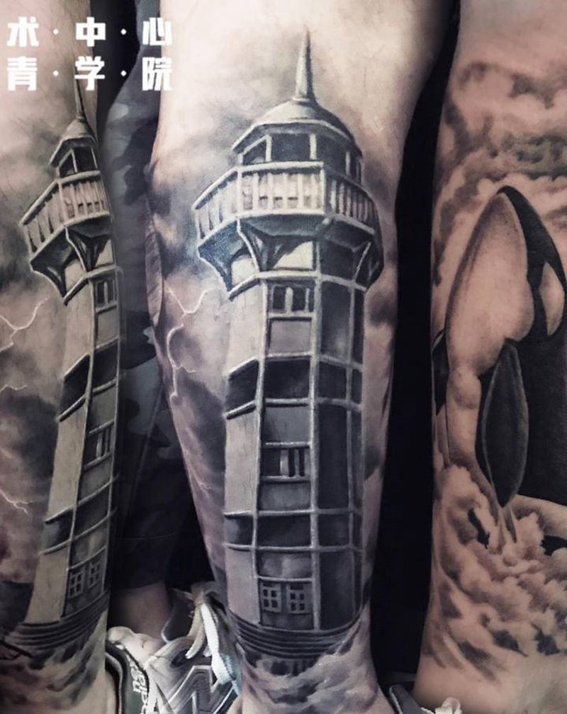 自由与向往纹身图片_腿部欧美写实纹身图案