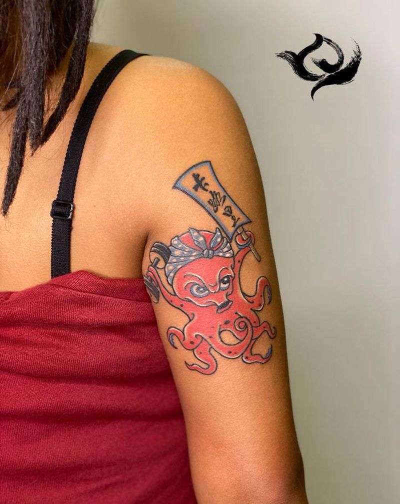 小章鱼纹身图片_新传统纹身图案