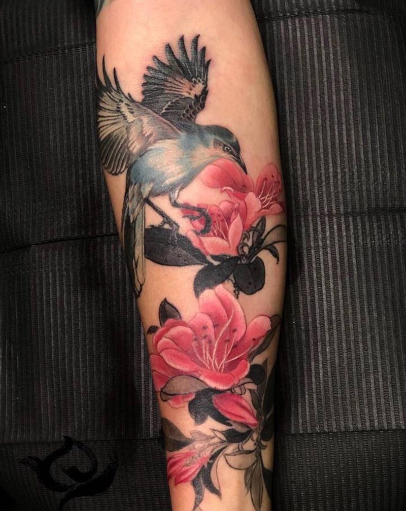 鸟纹身图片_手臂新传统纹身图案