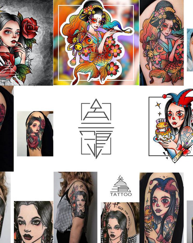 Oldschool肖像纹身图片_Old School肖像纹身图案