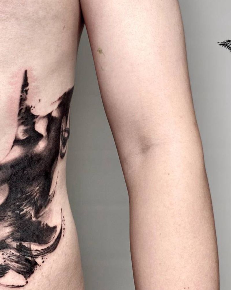 虎鲸纹身图片_水墨纹身图案