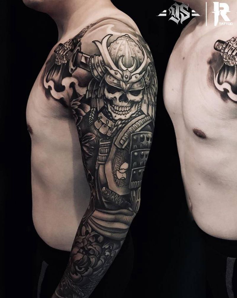 鬼武士1纹身图片_手臂新传统欧美写实纹身图案