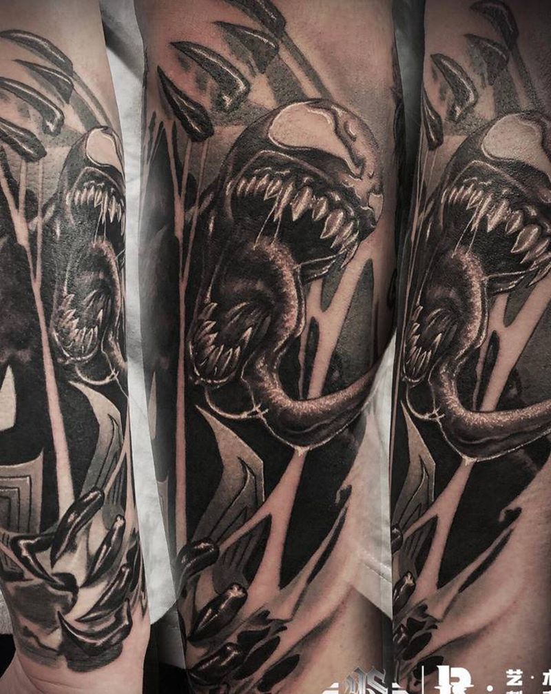 毒液纹身图片_手臂欧美写实纹身图案