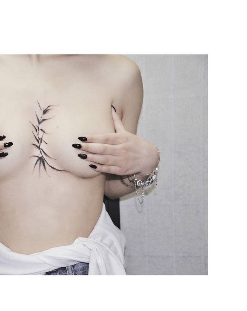 叁浪作品｜泼墨纹身图片_胸部水墨纹身图案